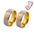 Par Anel Oração Reza Pai Nosso Banhada Ouro 18k 6mm Aliança Religioso Unissex Par Anel Oração Reza Pai Nosso Banhada Ouro 18k 6mm Aliança Religioso Unissex
