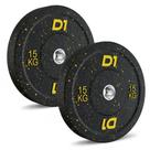 Par Anilhas 15kg Olímpicas D1fitness Bumper Hi-temp Academia