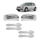 Par Aplique Retrovisor + Jogo Aplique Maçaneta Kit Cromado Stilo 2003 a 2011 4 Portas Par Aplique Retrovisor + Jogo Aplique Maçaneta Kit Cromado Stilo 2003 a 2011 4 Portas