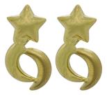 Par Brinco De Ouro 18k Formato De Estrelas E Lua J25688