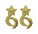 Par Brinco De Ouro 18k Formato De Estrelas E Lua J25688
