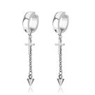 par Brinco de pressão ou argola Triangular correntinha aço inox prata não escurece unissex par Brinco de pressão ou argola Triangular correntinha aço inox prata não escurece unissex