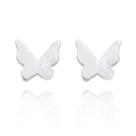 Par Brinco Feminino Fixo Borboleta Origami Delicado Prata