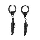 Par brinco preto de pena black argola preta em aço inox penas punk rock unissex bts