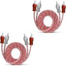 Par Cabos RCA Automotivo 1 Metros 1m Banhado a Ouro Injetado Cobre Vermelho e Transparente Tech One