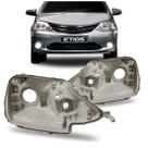 Par Carcaça Farol Toyota Etios 2013 Á 2017 Cinza