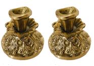 Par Castiçal Uma Vela Pequeno 7 Cm Bronze Trabalhado