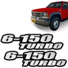 Par de Adesivo Emblema 6-150 Turbo Resinado Caminhão GMC