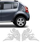 Par De Adesivos Sandero Stepway 08/14 Tattoo Tribal Cinza