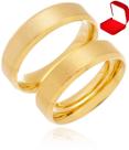 Par de Aliança 6mm Reta Fosca Banhada Ouro 18k Anatômica Conforto Total Original Não Fica Preta Não Descasca Antialérgica Alta Durabilidade Premium
