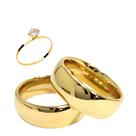 Par De Aliança Casamento Boleada 8mm - Tungstênio Banhadas A Ouro 18k