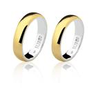 Par de Aliança Casamento/Noivado Mista Ouro 18k/750 e Prata Par de Aliança Casamento/Noivado Mista Ouro 18k/750 e Prata
