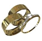Par de Aliança em Ouro 18k Casamento/Noivado 6mm Escrito Fé