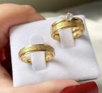 PAR DE ALIANÇAS + anel solitário 3mm diamantada 18k casamento/ noivado