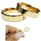 Par de Alianças Casamento Chanfrado 4mm fina Banhada Ouro