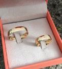 Par de Alianças de Casamento Afrodite Ouro 18k Abaulado com Diamante Central 5 mm 7 g