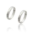 Par de Alianças de Casamento Cronos Ouro Branco 18k com Laterais Chanfradas 3,5mm