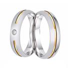Par de Alianças de Compromisso - Aço Inox 8mm - Com Filete de Ouro