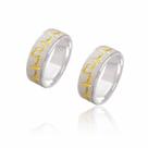 Par de Alianças de Prata com batimentos em Ouro 6 mm 8g Par de Alianças de Prata com batimentos em Ouro 6 mm 8g