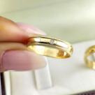 Par de Aliancas em Ouro 18K colecao Eternize 4 mm, 6,5 g com 1 Pedra
