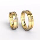 Par de Aliancas Luna em Ouro 18K com 5 mm e meia volta de pedras