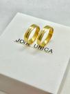 Par de Aliancas Ouro 18 K com 3,5mm, 1 diamante na feminina