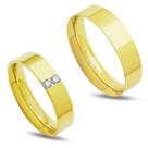 Par de alianças ouro 18k anatômica 2 diamantes 4 pontos Par de alianças ouro 18k anatômica 2 diamantes 4 pontos