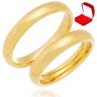 Par De Alianças Tungstênio Namoro Compromisso 4mm FIna OUro Banhada Delicada Simples Abaulada Redonda Tradicional