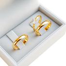 Par De Alianças Tungstênio Solitário 4mm Banhada Ouro 18k Fina Resistente Casamento Noivado Anatômica Abaulada Aparador
