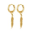 par de brinco de pena argola dourado folheado a ouro funk aço inox click banda coreano bts