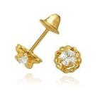 Par De Brinco Infantil Em Ouro Amarelo 18k-750