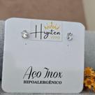 Par de Brincos Aço Inoxidável Unissex Cabeça Dupla Pedra Zircônia 14mm Rosqueavel
