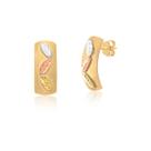 Par De Brincos Chapa Curvada Com Folhas Em Ouro 18k Ab82