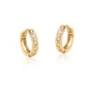 Par De Brincos De Argola Com Pedras Pequeno Ouro 18k Ab107