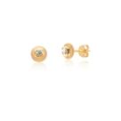 Par De Brincos De Chapinha Com Pedra Em Ouro 18k Ab73