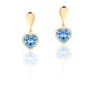 Par De Brincos De Coração Pedra 6mm Ouro 18k 750 Pingente
