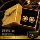 Par de Brincos Femininos Strass Banhadofolheado A Ouro 18k Flor Cpérolas Semijóia tendência 2026