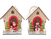 Par de Casinha Papai Noel e Boneco de Neve Natalina com Led Par de Casinha Papai Noel e Boneco de Neve Natalina com Led