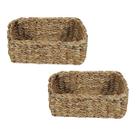 Par De Cestos Decorativos Organizadores Multiuso Em Fibra Natural Seagrass