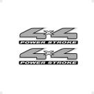 Par De Emblemas 4x4 Power Stroke Compatível Ranger Cromado