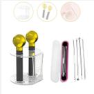 Par De Esferas Cromoterapia Amarela + Kit 4 Curetas Extrator