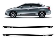 Par De Faixas Laterais Honda Civic 2009 A 2022 Adesivo Preto