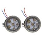 Par de farol de leds redondo 90mm alumínio 6 watts - zemix 9072p - c/ 6 leds (= nino f11)