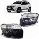 Par de Farol Renault Duster 2012 2013 2014 2015 Mascara Negra Dianteiro