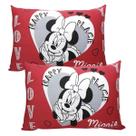 Par de Fronha KazzaVip Malha 100% Algodão Disney Estampa Localizada (2)Minnie 48cmx68cm Branco