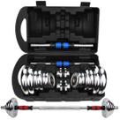 Par de Halter Mais Barra Ajustável 20kg Musculação Dumbbell