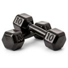 Par de halter sextavado emborrachado 10kg cada preto para academia treinos funcionais musculação cross training alta durabilidade