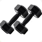 Par de Halter Sextavado Treino em Casa Academia Peso 1Kg cada Emborrachado Musculação