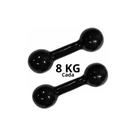 Par De Halteres Emborrachado Preto 8 Kg Fitness Musculação