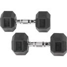 Par de halteres hexagonais Fitvids revestidos de borracha, 11 kg